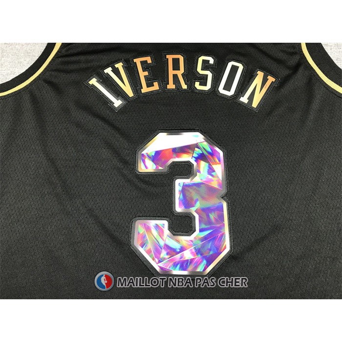 Maillot Golden Edition Philadelphia 76ers Allen Iverson NO 3 2021-22 Noir